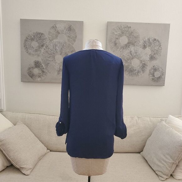 Joie Venicia Pocket-Front Silk Blouse size XS in Navy - Picture 8 of 13